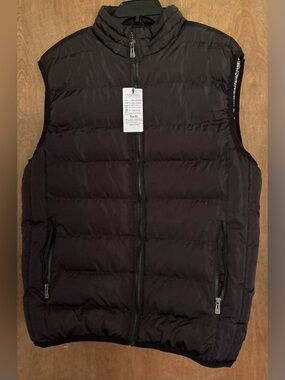 Vcansion Men'sBlack Puffer Vest Size XL Full Zip Quilted Sleeveless Jacket NWT